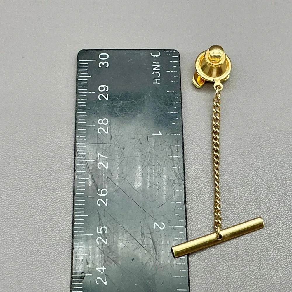 Vintage Gold Tone Golf Tie Pin Tie Tack Chain Bar Men's Novelty Accessory
